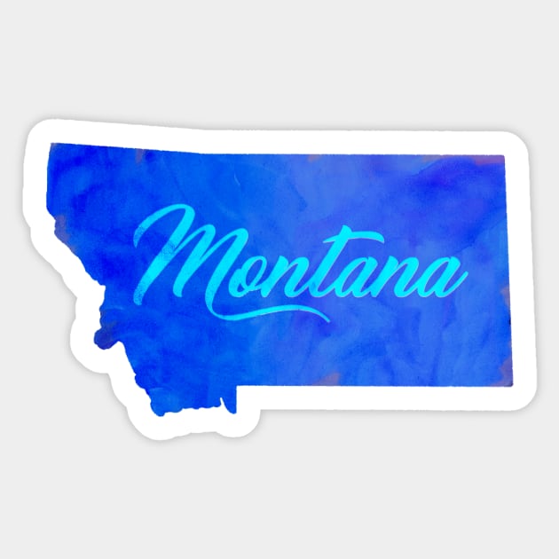 The State of Montana - Watercolor Sticker by loudestkitten